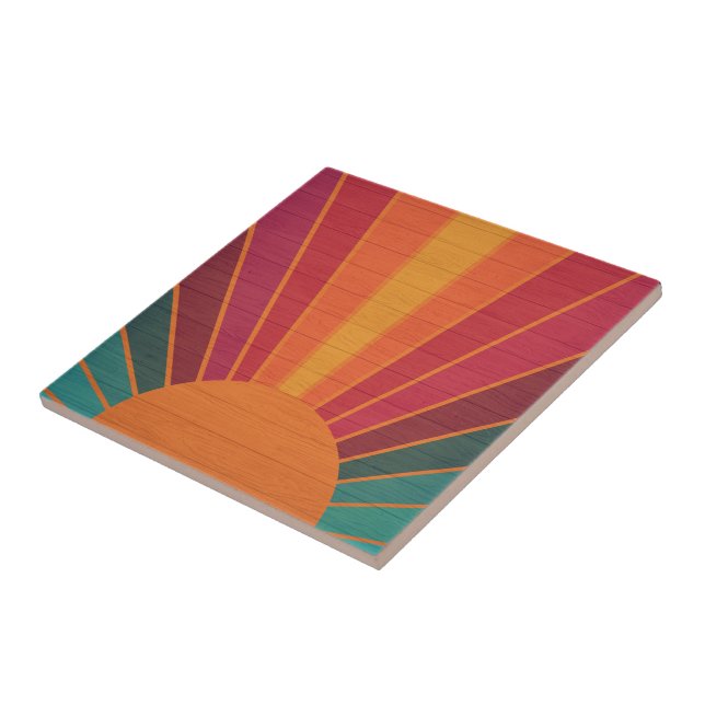Beautiful Sunny Sun Rays Southwestern Folk Art Tile (Side)