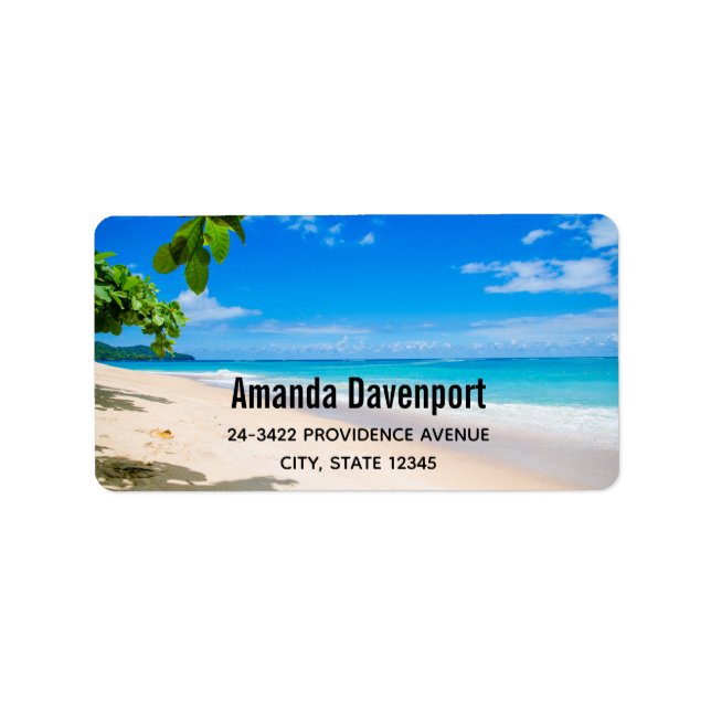 Beautiful Sunny Tropical Beach Photo Address Label (Front)
