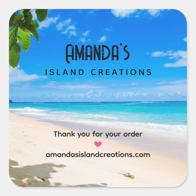 Beautiful Sunny Tropical Beach Photo Square Sticker (Front)