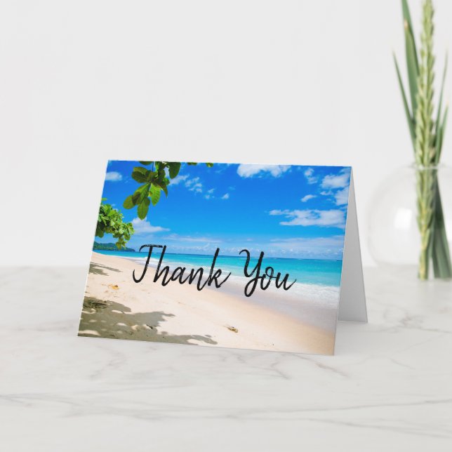 Beautiful Sunny Tropical Beach Photo Thank You (Front)