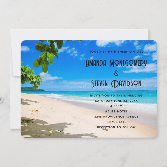 Beautiful Sunny Tropical Beach Photo Wedding Invitation (Front)