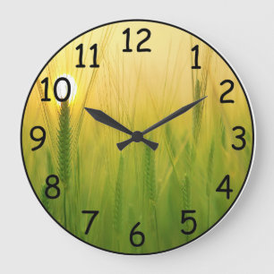 Beautiful Sunrise in a Barley Field Wall Clock