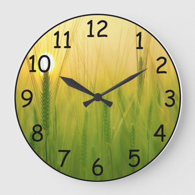 Beautiful Sunrise in a Barley Field Wall Clock (Front)