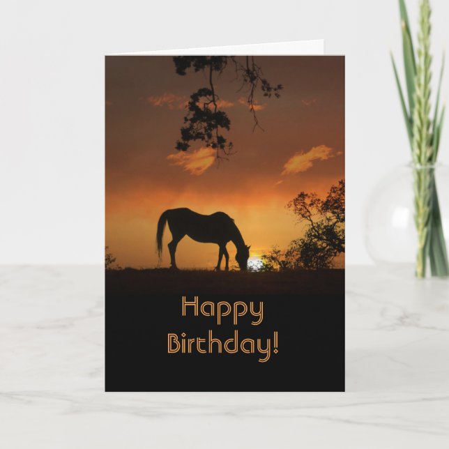 Beautiful Sunrise Morning Horse Birthday Card (Front)