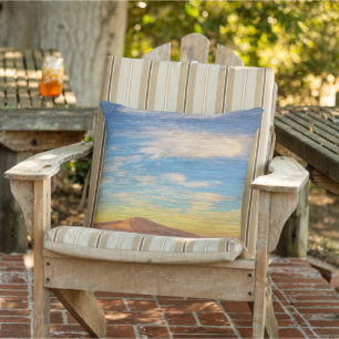 Beautiful Sunrise Over Sand Dunes On Wood Outdoor Pillow
