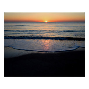 Beautiful sunrise over the ocean poster