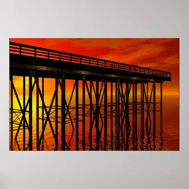 Beautiful Sunset at Pier 487 Poster (Front)