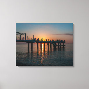 Beautiful sunset at sea. Batumi Georgia Canvas Print