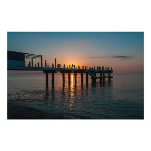 Beautiful sunset at sea. Batumi Georgia Photo Print