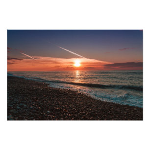 Beautiful sunset at sea. Batumi Georgia Photo Print
