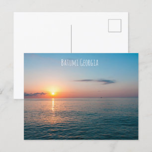 Beautiful sunset at sea. Batumi Georgia Postcard