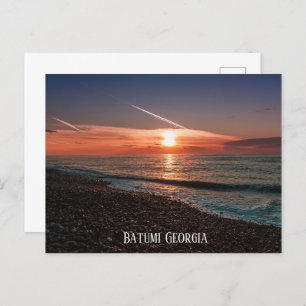 Beautiful sunset at sea. Batumi Georgia Postcard