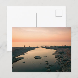 Beautiful sunset at sea. Batumi Georgia Postcard