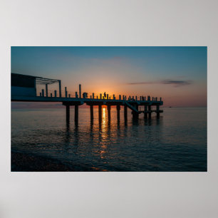 Beautiful sunset at sea. Batumi Georgia Poster