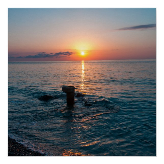 Beautiful sunset at sea. Batumi Georgia Poster (Front)