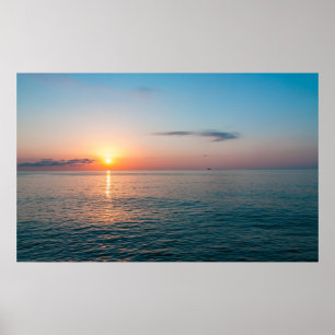 Beautiful sunset at sea. Batumi Georgia Poster