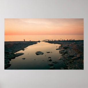 Beautiful sunset at sea. Batumi Georgia Poster