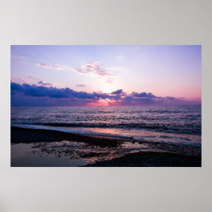 Beautiful sunset at sea. Batumi Georgia Poster