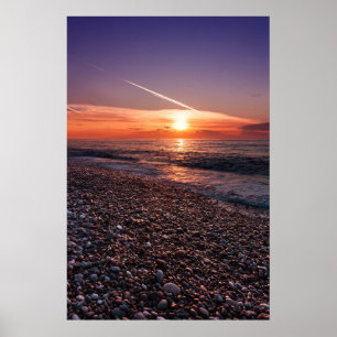 Beautiful sunset at sea. Batumi Georgia Poster