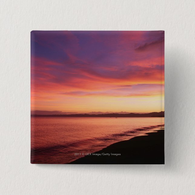 Beautiful sunset at the beach 2 inch square button (Front)