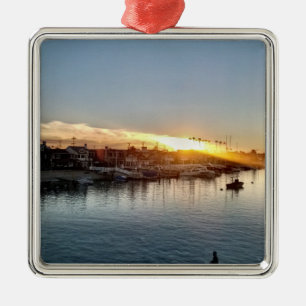 Beautiful Sunset at the Harbour in Balboa Island Metal Ornament