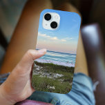 Beautiful Sunset Beach Photography Personalized iPhone 15 Case<br><div class="desc">This picturesque beach photography phone case features a photo from Destin Florida. Personalize with your name or monogram under the gorgeous pink and orange sunset gently touching the ocean waves above the sand and sea grass. Lovely seaside iPhone case for summer.</div>