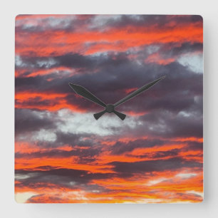 Beautiful Sunset Clouds Photograph  Square Wall Clock