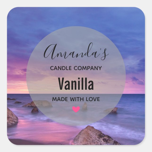Beautiful Sunset Coastal Photo - Candle Business Square Sticker (Front)