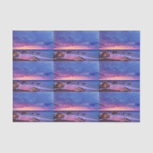 Beautiful Sunset Coastal Photo Pattern Tissue Paper (Front)