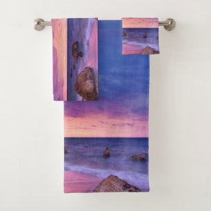 Beautiful Sunset Coastal Photograph Bath Towel Set