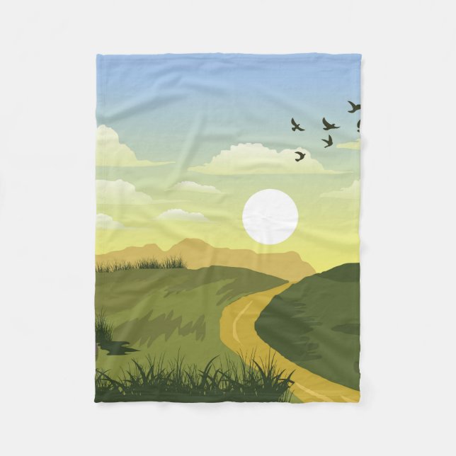 Beautiful sunset fleece blanket (Front)