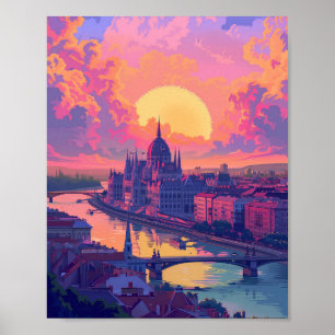 Beautiful Sunset in Budapest Hungary Poster