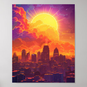 Beautiful Sunset in Kansas City USA Poster