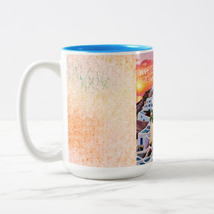 Beautiful Sunset in Santorini Two-Tone Coffee Mug