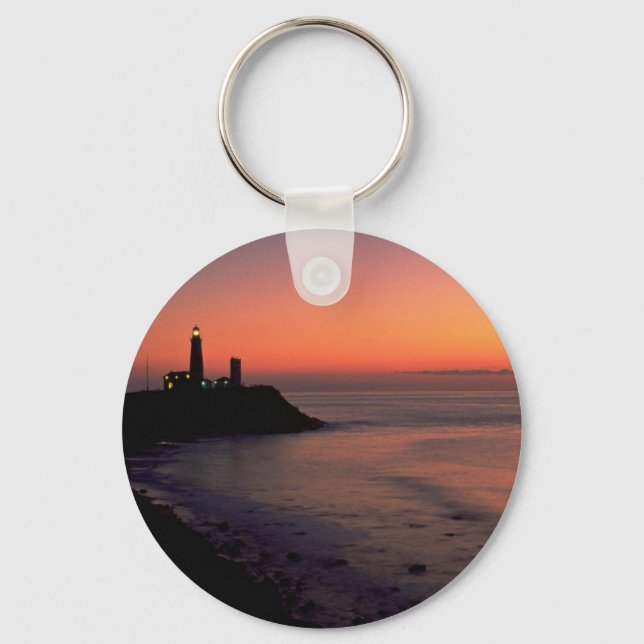 Beautiful Sunset: Montauk Point Light House, Long Keychain (Front)