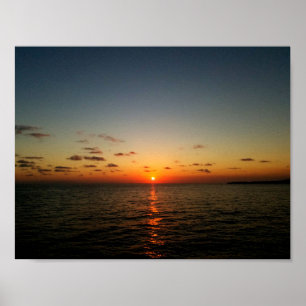 beautiful sunset ocean yellow orange red poster