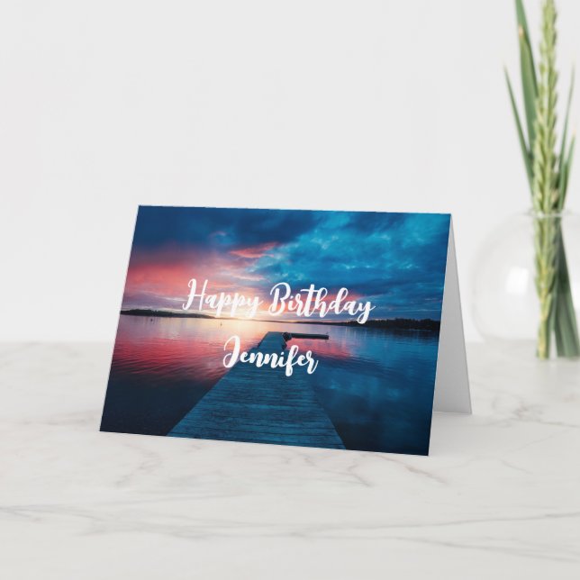 Beautiful Sunset on a Calm Lake Birthday Card (Front)