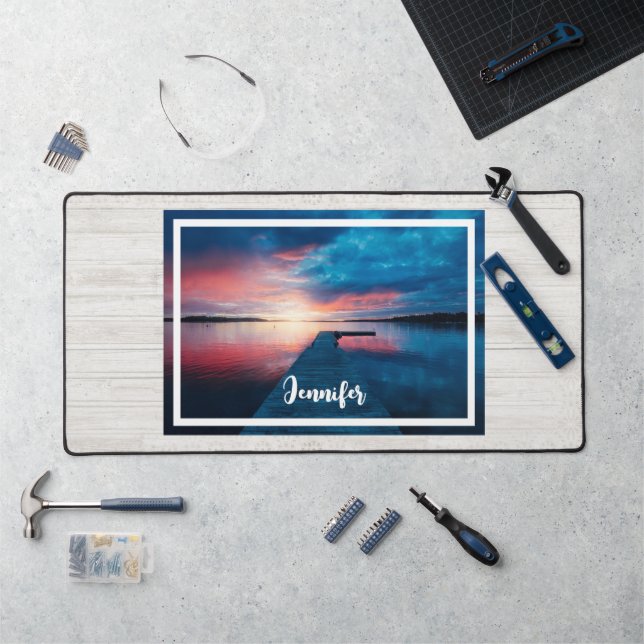 Beautiful Sunset on a Calm Lake Desk Mat (Workstation)