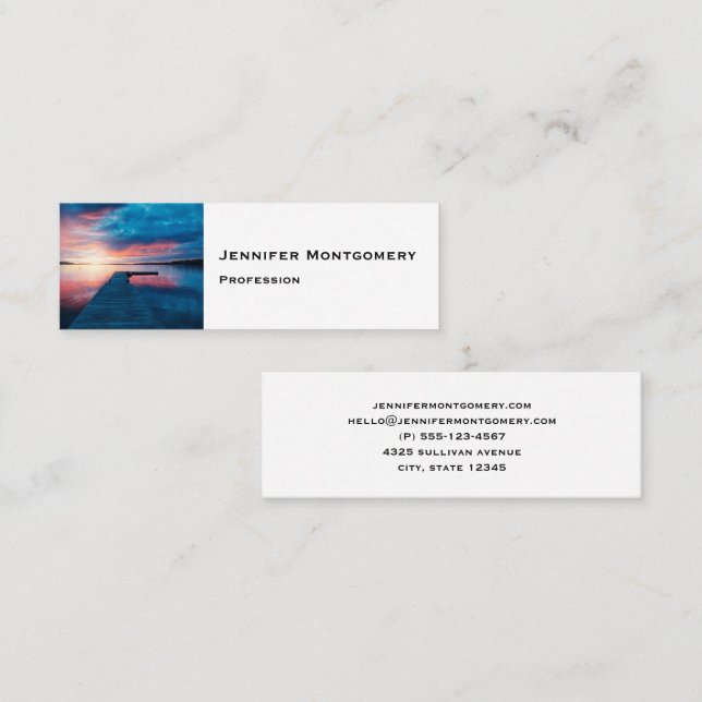 Beautiful Sunset on a Calm Lake Mini Business Card (Front/Back)