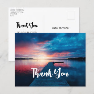 Beautiful Sunset on a Calm Lake Thank You Postcard