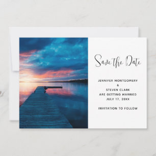 Beautiful Sunset on a Calm Lake Wedding Save The Date