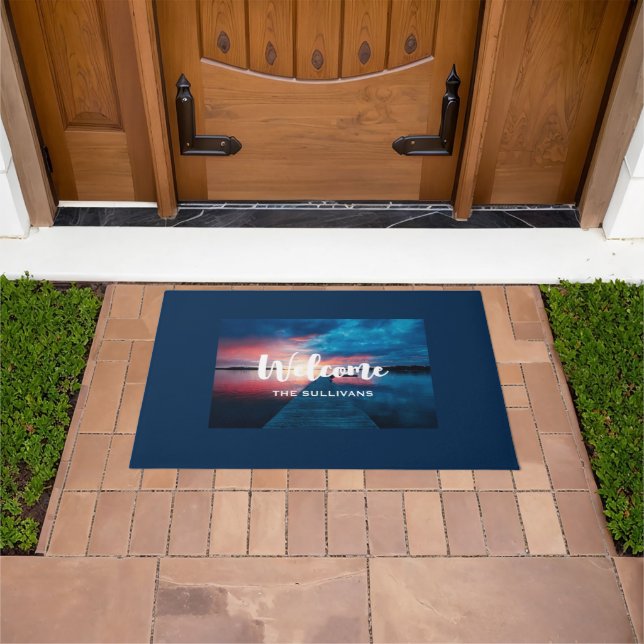 Beautiful Sunset on a Calm Lake Welcome Doormat (Outdoor)