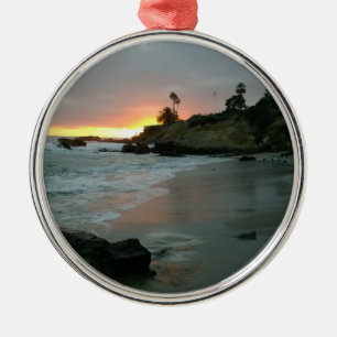 Beautiful Sunset on the Shore Cliffs Metal Ornament