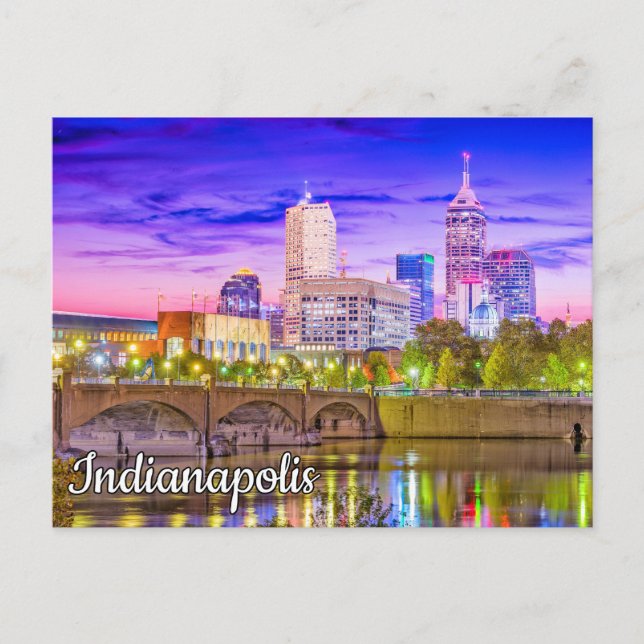 Beautiful Sunset Over Indianapolis, Indiana Postcard (Front)