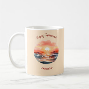 Beautiful Sunset Over Ocean Waves Retirement Coffee Mug