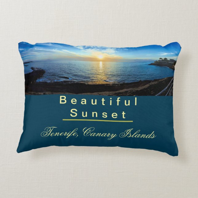 Beautiful Sunset Over Tenerife Canary Islands   Accent Pillow (Back)