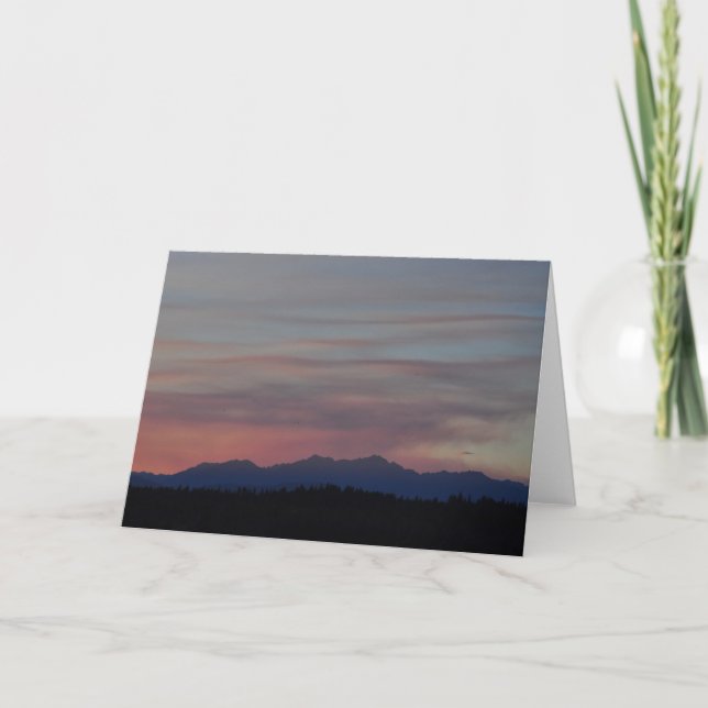 Beautiful Sunset over the Olympic Mountains - Art Card (Front)