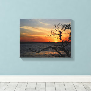 Beautiful sunset over the river canvas print