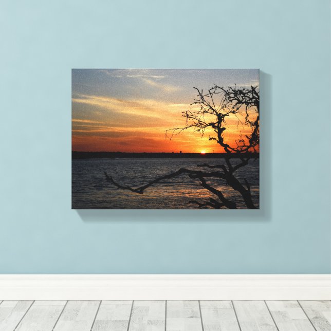 Beautiful sunset over the river canvas print (Insitu(Wood Floor))