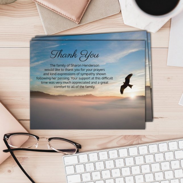 Beautiful Sunset Photo Funeral Thank You Note Card (Creator Uploaded)